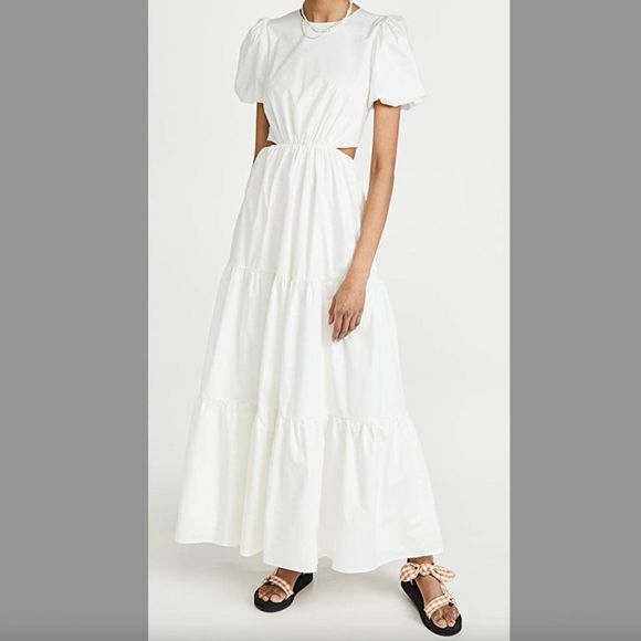Wayf Dresses & Skirts - WAYF Plaza cut out tiered maxi dress white size XS
